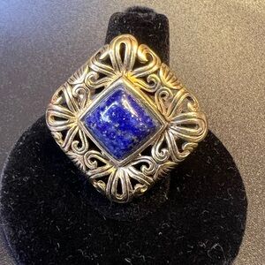 BARSE Ring Goldtone Filigree and Blue Lapis Lazuli Stone Size 6